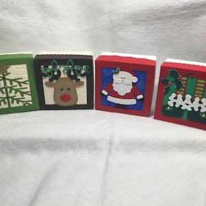 Christmas Holiday Gift Boxes with Lids Santa Reindeer Tree Elf Legs - Set of 4