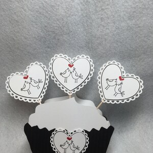 Lovebird Wedding Anniversary Birthday Bridal Shower Cupcake Toppers