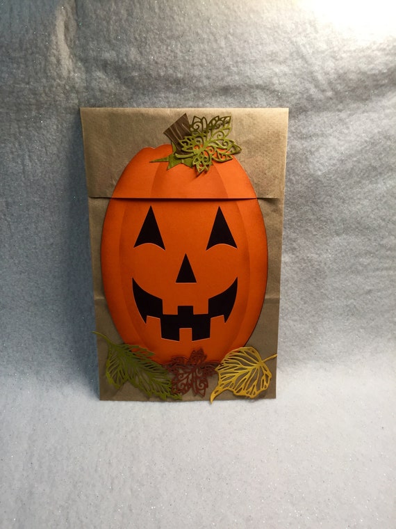 Halloween Pink Orange Pumpkin Lunch Sack Gift Treat Bag Set 