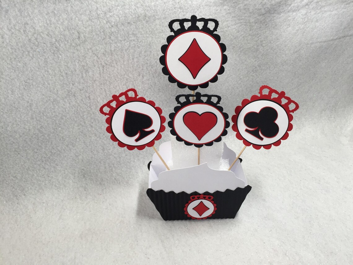 Crown Scallop Casino Themed Cupcake Toppers Etsy