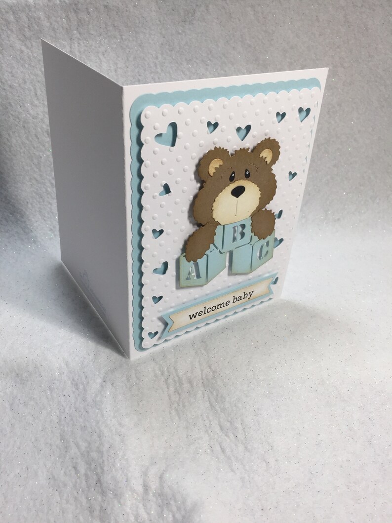 Baby Boy Brown Bear Alphabet Block Baby Shower Etsy