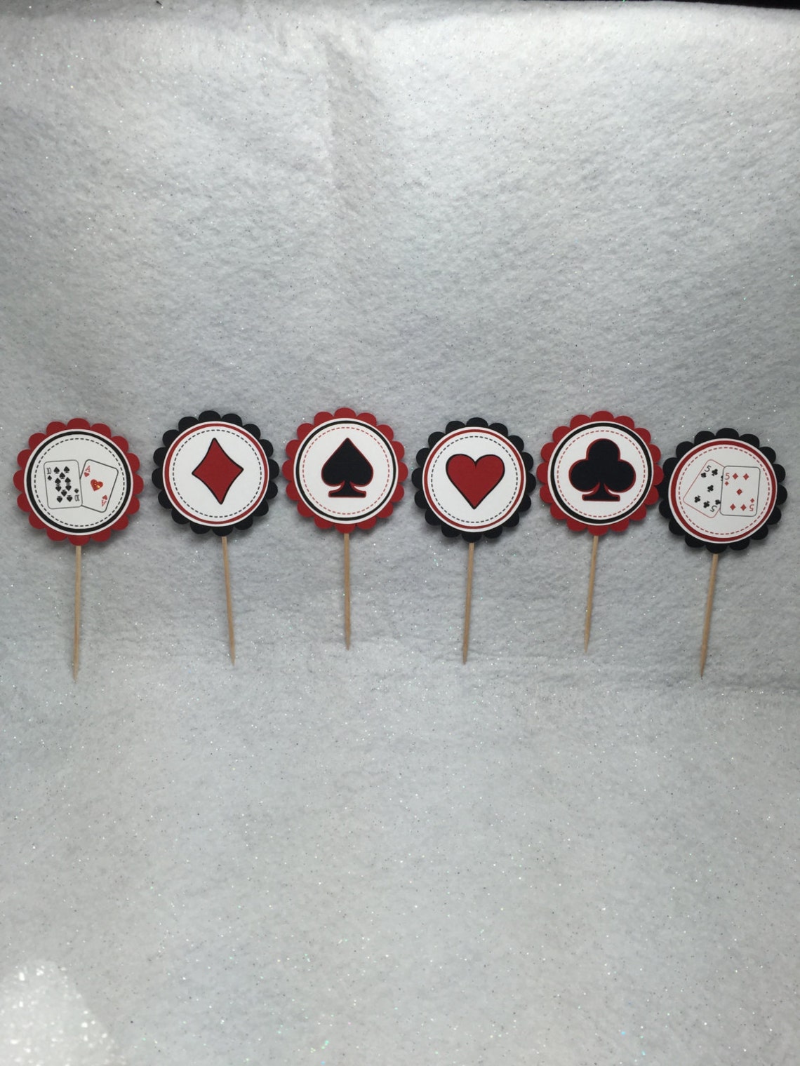 Crown Scallop Casino Themed Cupcake Toppers Etsy