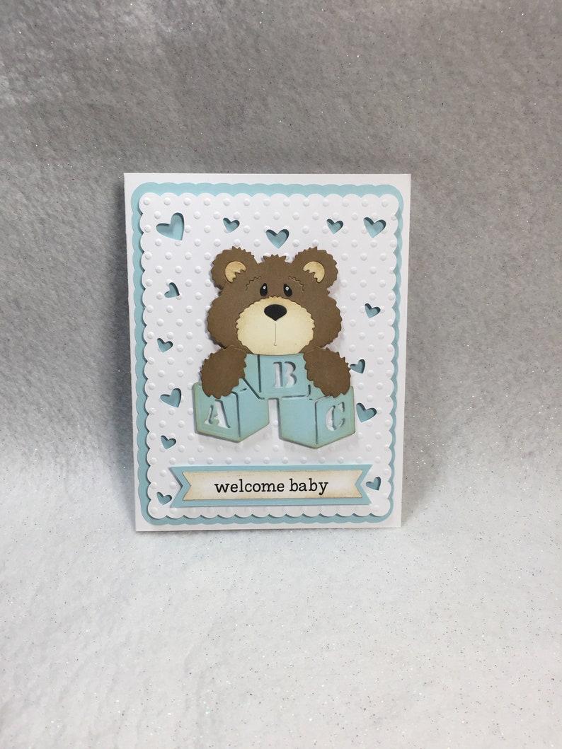 Baby Boy Brown Bear Alphabet Block Baby Shower Etsy