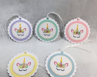 Unicorn Pastel Water Color Hand Punch Gift Tag