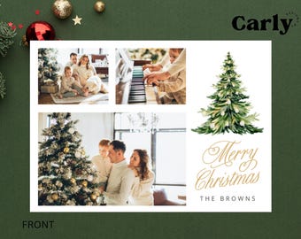 Photo Collage Christmas Card Editable Template