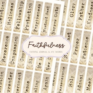 Printable Faith Journal Words - Scripture for Journaling and Faith Art - Vintage-Style Digital Download - Faithful Journal Words