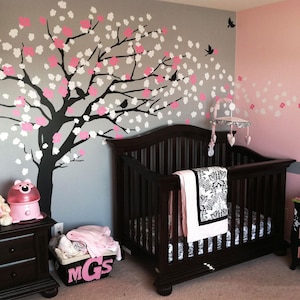 Baby Nursery Wall Decal, Cherry Blossom Tree Decal, Tree Wall Decal, Nursery Decoration, Elegant Cherry Blossom Tree