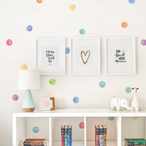 Watercolor Dots Wall Stickers, Rainbow, Irregular-Shaped Dots, Polka Dots, Dot Wall Stickers Peel and Stick Wall Stickers Kids Room Decor image 1