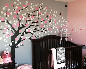 Baby Nursery Wall Decal, Cherry Blossom Tree Decal, Tree Wall Decal, Nursery Decoration, Elegant Cherry Blossom Tree