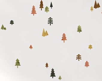 Mini Forest Tiny Trees, Cozy Fall, - Peel and Stick Wall Stickers