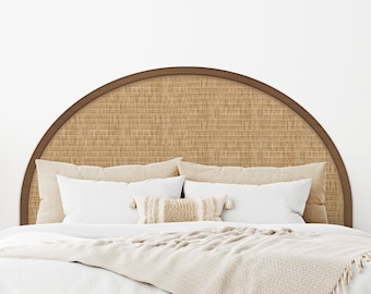 Rattan Weave Look Headboard, Brown, Peel and Stick Wall Sticker