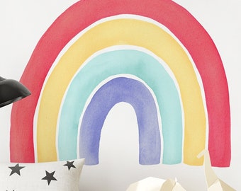 Watercolor Rainbow Wall Sticker, Red - Peel and Stick