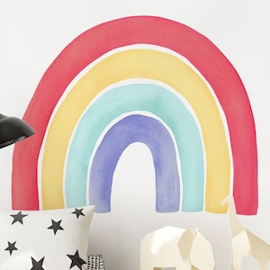 Muursticker aquarel regenboog, rood - peel and stick