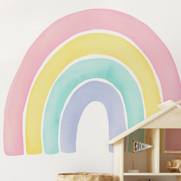 Watercolor Rainbow Wall Sticker, Pink - Peel and Stick