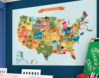 USA Map - Peel and Stick Poster Sticker