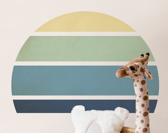 Retro Rising Sun - Ocean - Peel and Stick Wall Sticker