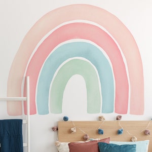 Watercolor Rainbow Wall Sticker, Coral - Peel and Stick