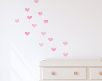 Muurstickers aquarel harten: zachtroze vinylstickers