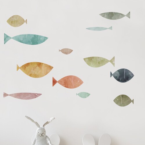 School of Fish Wall Sticker Ocean Shore Peel and Stick Etsy