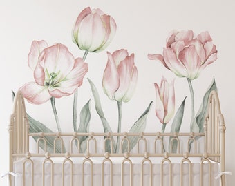 Garden Tulips, Blush Wall Stickers - Peel and Stick Removable Stickers