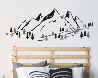 Mountains Wall Decal with More Trees Add-On