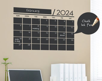 Chalkboard 2024 Wall Calendar - Small Vinyl Wall Decals - 2024 Calendar by Simple Shapes