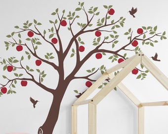 Apple Tree with Hummingbirds Wall Decal, Tree Wall Decal Sticker