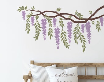 Wisteria Branch Vines Decal, Nursery Wall Decal