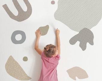 Abstract Organic Shapes, Grey - Peel and Stick Removable Wall Stickers