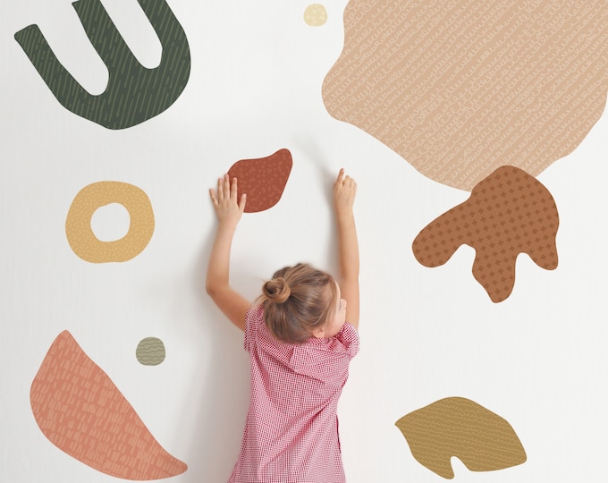 Formes organiques abstraites, Earthy - Peel and Stick Stickers muraux amovibles