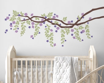 Cherry Blossom Branch Vines Decal, Nursery Wall Decal