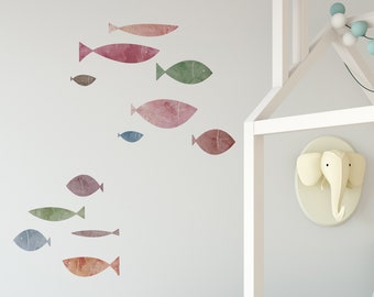 School of Fish Wall Sticker, Sunset Beach - Peel and Stick
