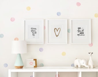 Watercolor Dots Wall Stickers, Pastel, Irregular-Shaped Dots, Polka Dots, Dot Wall Stickers - Peel and Stick Wall Stickers