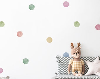 Watercolor Dots Wall Stickers, Dusky Pastel, Irregular-Shaped Dots, Polka Dot Wall Stickers - Peel and Stick Wall Stickers Kids Room Decor