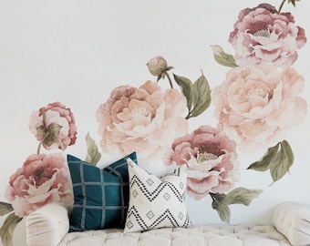 Premium bloemen muurstickers, Peel-and-Stick stickers - Inclusief bloemen, knoppen, bladeren - Made in USA - verwijderbaar en herbruikbaar