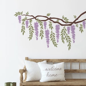 Wisteria Branch Vines Decal, Nursery Wall Decal