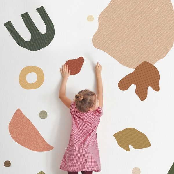 Abstract Organic Shapes, Earthy - Peel and Stick Removable Wall Stickers