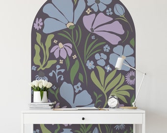Organic Floral Arch Wall Sticker, Periwinkle - Peel and Stick