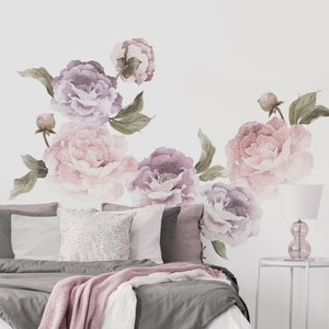 Bloom Flower Wall Stickers, PinkPurple - Peel and Stick Removable Stickers