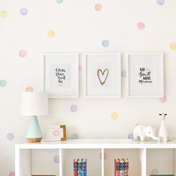 Watercolor Dots Wall Stickers, Pastel, Irregular-Shaped Dots, Polka Dots, Dot Wall Stickers - Peel and Stick Wall Stickers