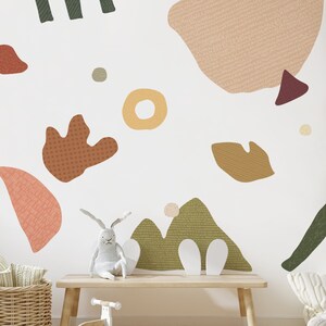 Abstract Organic Shapes, Earthy Peel and Stick Removable Wall Stickers zdjęcie 4