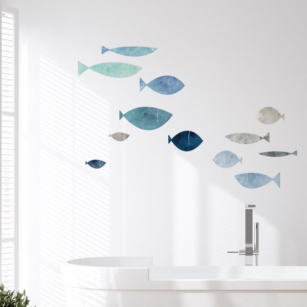 School of Fish Wall Sticker, Ocean Shore - Peel and Stick