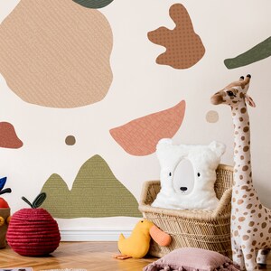 Abstract Organic Shapes, Earthy Peel and Stick Removable Wall Stickers 画像 3