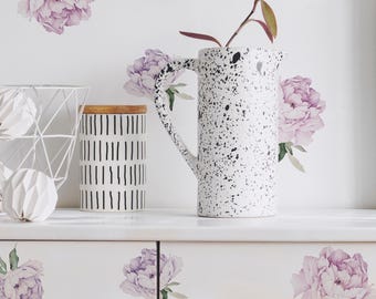 Small Peony, Mixed Lavender Purple Wall Stickers - Peel and Stick Removable Stickers