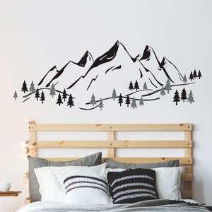 Mountains Wall Decal with More Trees Add-On