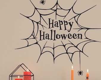 Decalcomanie da muro Happy Halloween Spider Web, decorazione di Halloween