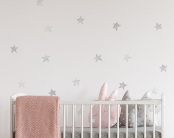 Watercolor Stars Wall Stickers, Grey, Irregular-Shaped Stars, Stars, Star Wall Stickers - Peel and Stick Wall Stickers Kids Room Decor