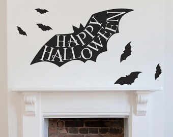 Naklejka ścienna „Latający nietoperz” „Wesołego Halloween” – dekoracja na Halloween