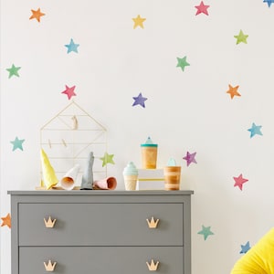 Autocollants muraux étoiles aquarelle, arc-en-ciel, étoiles de forme irrégulière, étoiles, autocollants muraux étoiles Autocollants muraux Peel and Stick Kids Room Decor image 1