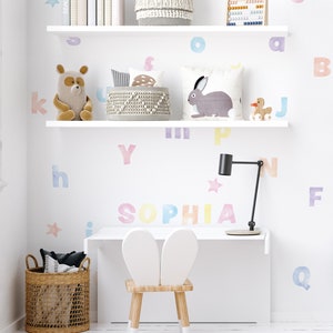 Watercolor Alphabet Wall Stickers, Pastel - Peel and Stick Wall Stickers Kids Room Decor